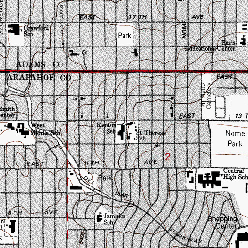 Topographic Map of Saint Therese Catholic Church, CO