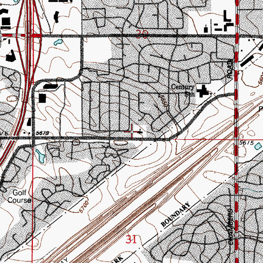 Topographic Map of Southeast Church of Christ, CO