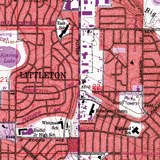 Topographic Map of Bethany Evangelical Free Church, CO