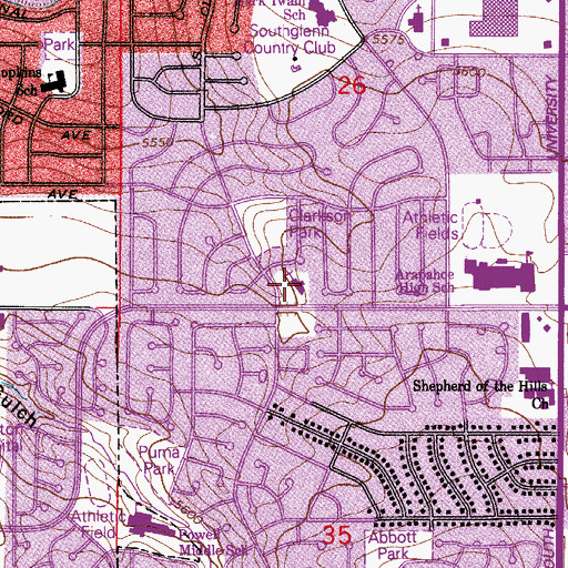Topographic Map of Saint Timothy's Episcopal Church, CO