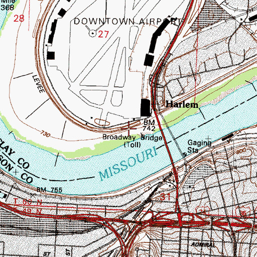 Topographic Map of North Kansas City Levee Unit, MO
