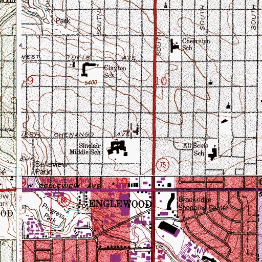 Topographic Map of Calvary Baptist Church, CO