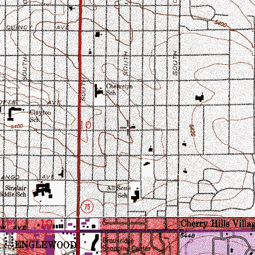 Topographic Map of Englewood Church of Christ, CO