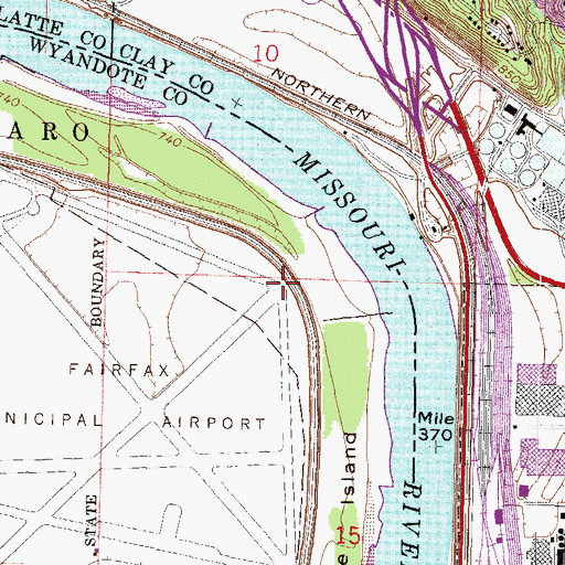 Topographic Map of Fairfax-Jersey Creek Levee Unit, KS