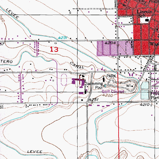Topographic Map of Rocky Ford Junior - Senior High School, CO