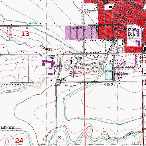 Topographic Map of Rocky Ford Country Club, CO