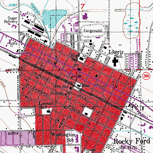 Topographic Map of Worship Center of Rocky Ford, CO