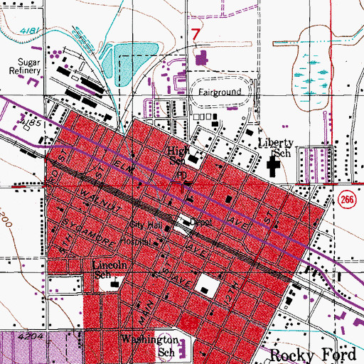 Topographic Map of Rocky Ford Post Office, CO