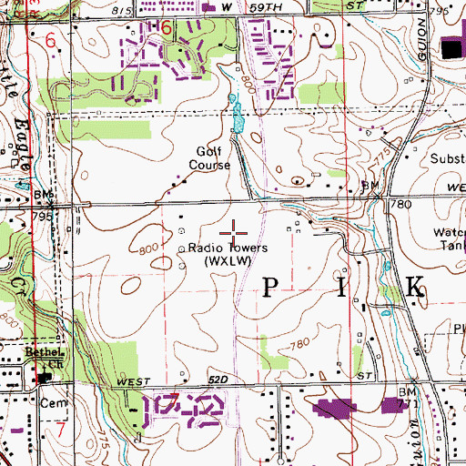 Topographic Map of Georgetown Square Business Park, IN