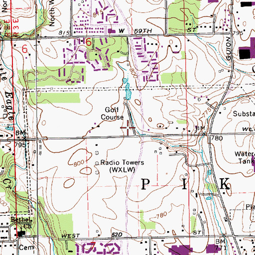 Topographic Map of Cross Creek Shopping Center, IN