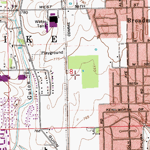 Topographic Map of Saddlebrook Golf Course, IN