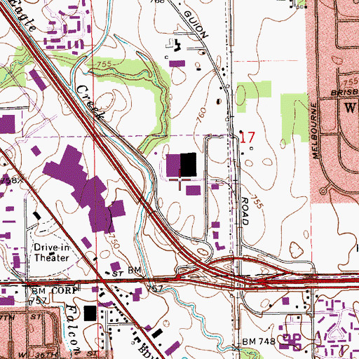 Topographic Map of Park 65 Office Center, IN