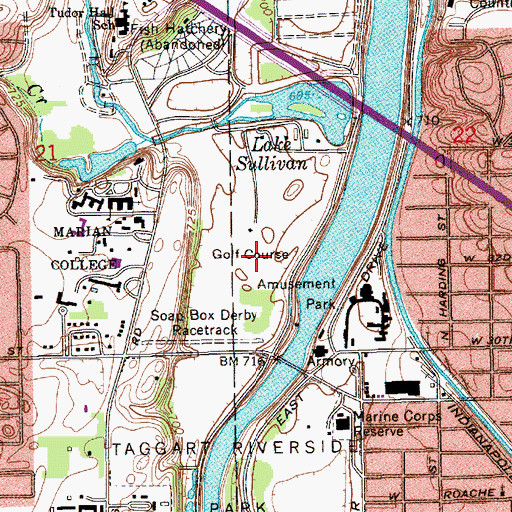 Topographic Map of Riverside Golf Course, IN