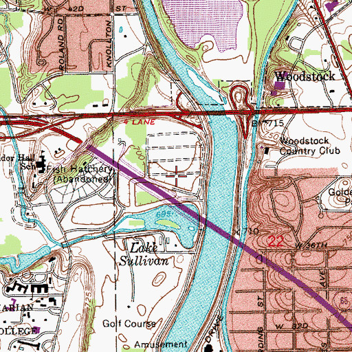 Topographic Map of Riverside Golf Academy, IN