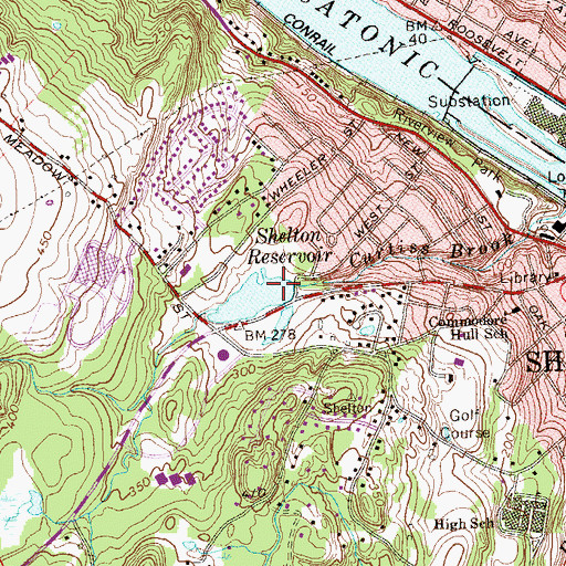 Topographic Map of Shelton Reservoir, CT