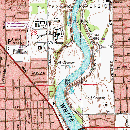 Topographic Map of Coffin Golf Course, IN