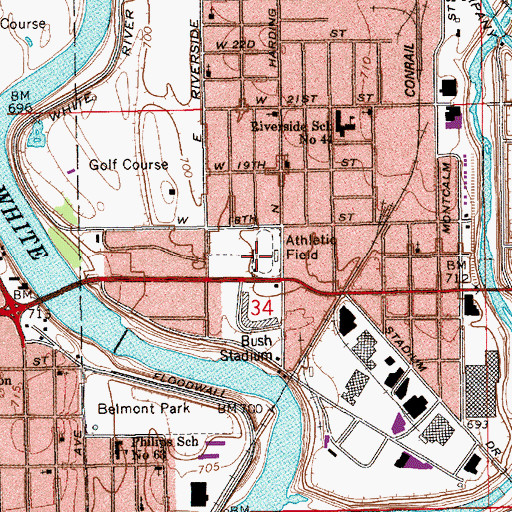 Topographic Map of Kuntz Stadium, IN