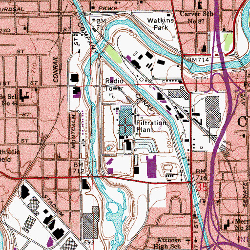 Topographic Map of Indianapolis Water Company White River Station, IN
