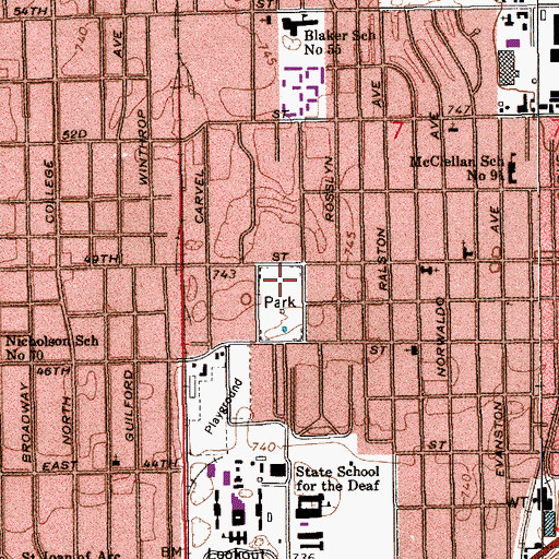 Topographic Map of Arsenal Park, IN