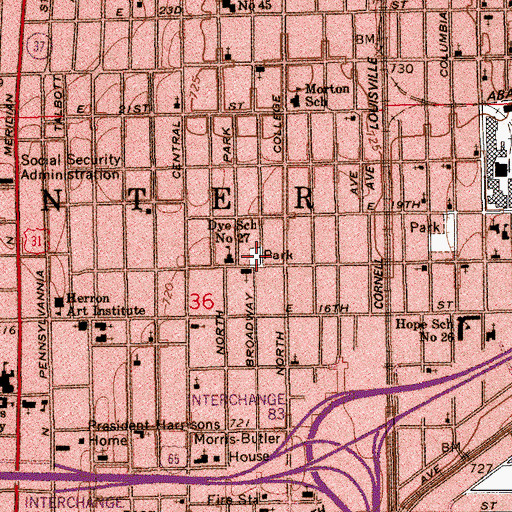 Topographic Map of Martin Luther King Memorial Park, IN