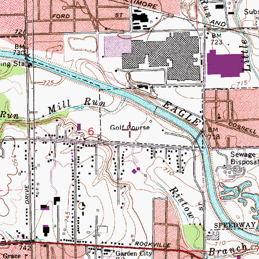 Topographic Map of Thatcher Golf Course, IN