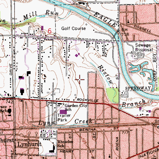 Topographic Map of Chuck Klein Softball Complex, IN