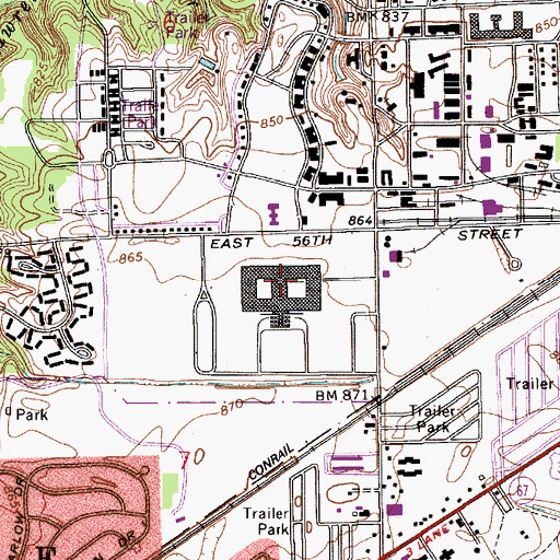Topographic Map of Major General Emmett J Bean Center, IN