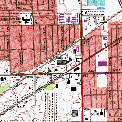 Topographic Map of Menards Shopping Center, IN