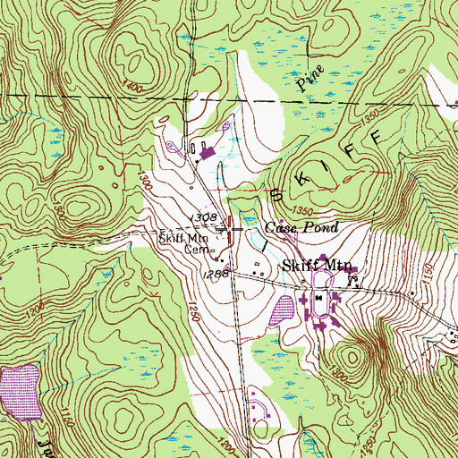 Topographic Map of Skiff Mountain Cemetery, CT