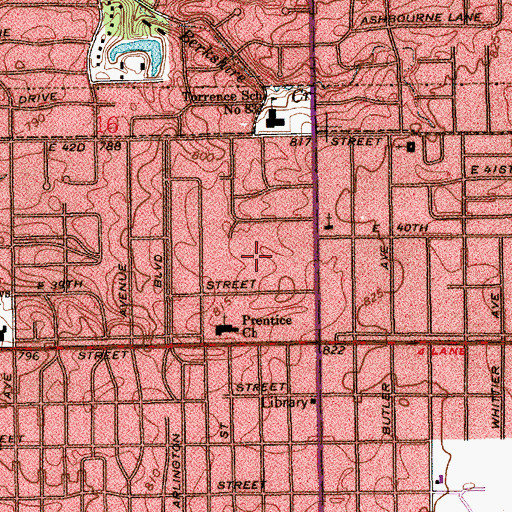 Topographic Map of Roselawn Park, IN