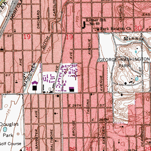 Topographic Map of Beckwith Park, IN