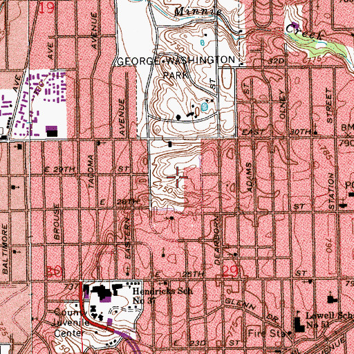 Topographic Map of Oscar Charleston Park, IN