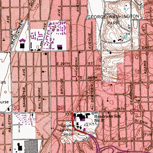 Topographic Map of Martindale Brightwood Health Center, IN