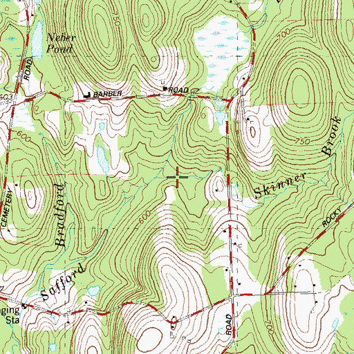 Topographic Map of Skinner Brook, CT
