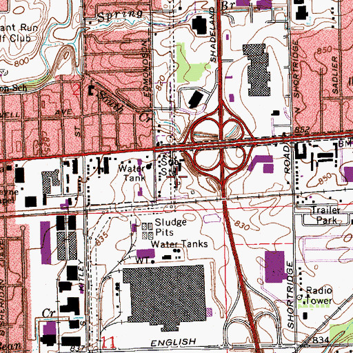 Topographic Map of Indianapolis Water Works Edmundson Station, IN
