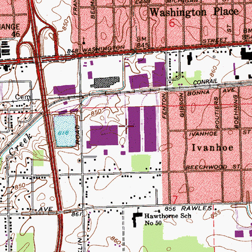 Topographic Map of Franklin Road Industrial Park, IN