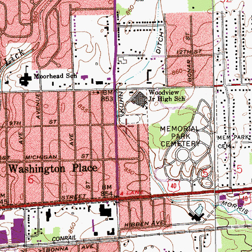 Topographic Map of Warren Township Government Center, IN