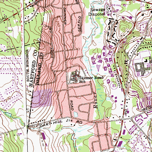 Topographic Map of Skinner Pond Elementary School, CT