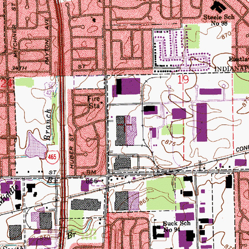 Topographic Map of Franklin Road Business Center, IN