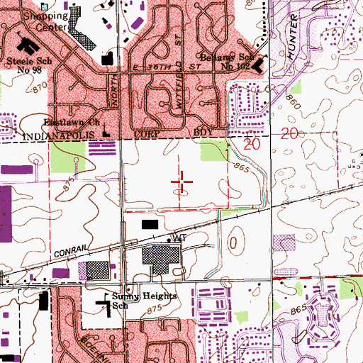 Topographic Map of Hunter Creek Business Park, IN