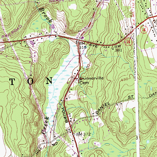 Topographic Map of Skinnerville Cemetery, CT