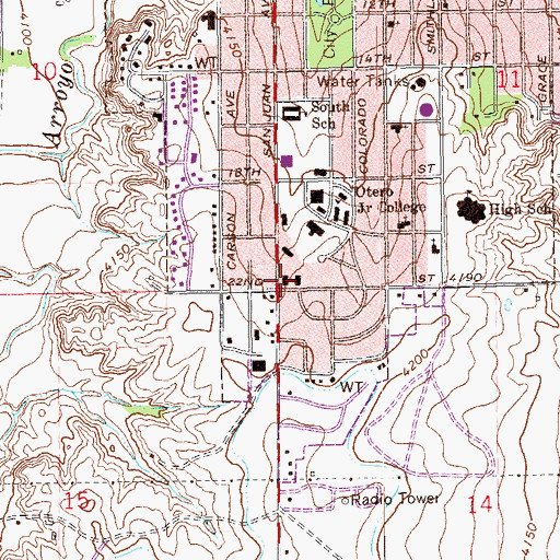 Topographic Map of Wunsch Hall, CO