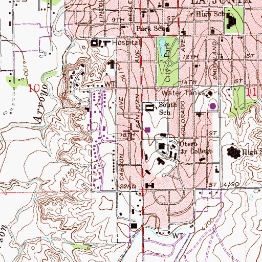 Topographic Map of Tippy Martinez Softball Field, CO