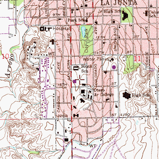 Topographic Map of Rattler Football Field, CO