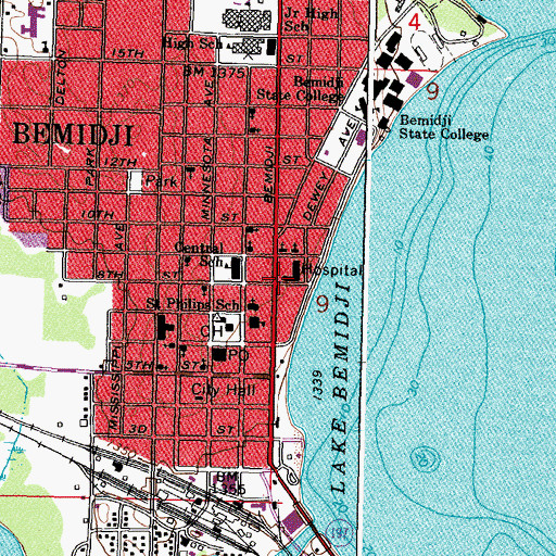 Topographic Map of Community Behavioral Health Hospital Bemidji, MN