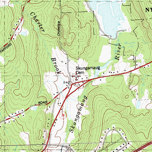 Topographic Map of Skungamaug Cemetery, CT