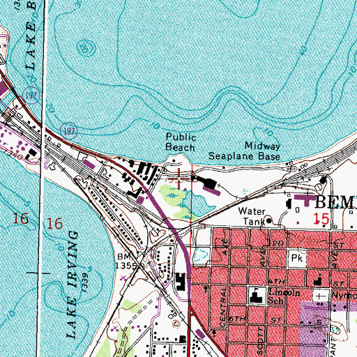 Topographic Map of Nymore Park, MN