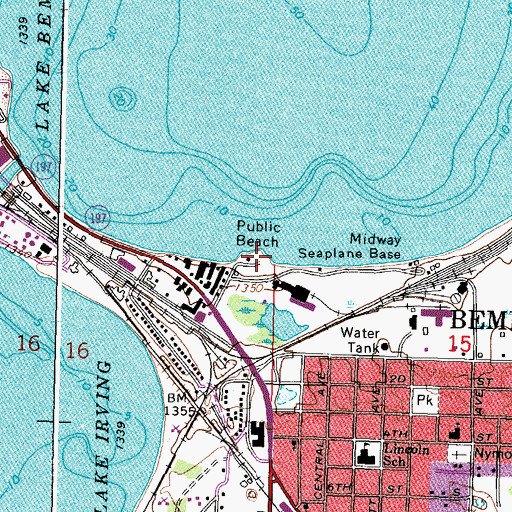 Topographic Map of Nymore Beach, MN