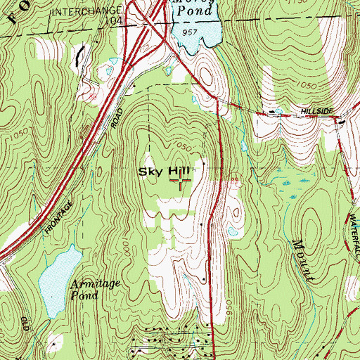 Topographic Map of Sky Hill, CT