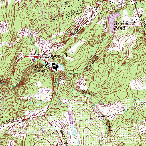 Topographic Map of Slab Gut Brook, CT